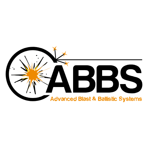 ABBS logo featuring a stylized explosion inside a black circle, with 'ABBS' in bold black letters and 'Advanced Blast & Ballistic Systems' in orange.