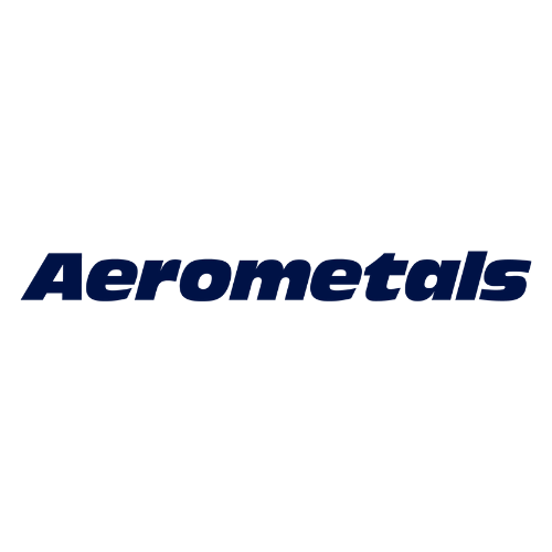 Blue "Aerometals" logo in bold, italicized font, centered on a white backgroun