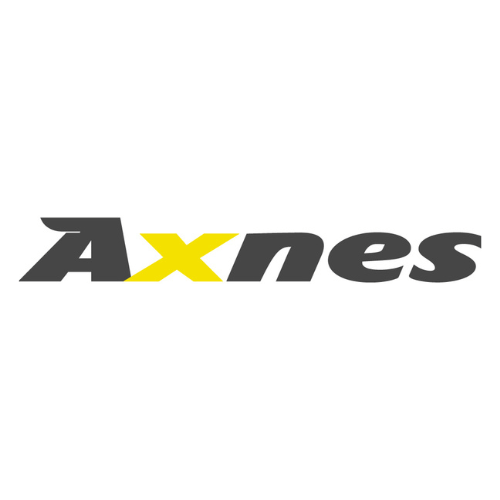 Logo reading "Axnes" with a stylized yellow 'x' and bold black letters on a plain white background.