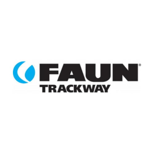 The image features the FAUN Trackway logo. Bold black text reads "FAUN" above "TRACKWAY," with a blue crescent shape to the left, on a white background.