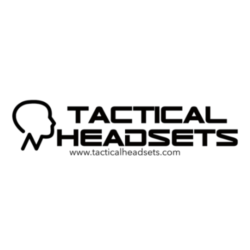 Logo of Tactical Headsets featuring a stylized black outline of a head with headphones. Below, the text reads "Tactical Headsets" and "www.tacticalheadsets.com".