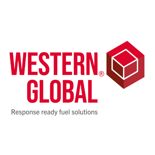 Western Global logo with red text and cube design. Slogan reads "Response ready fuel solutions," conveying reliability and innovation.