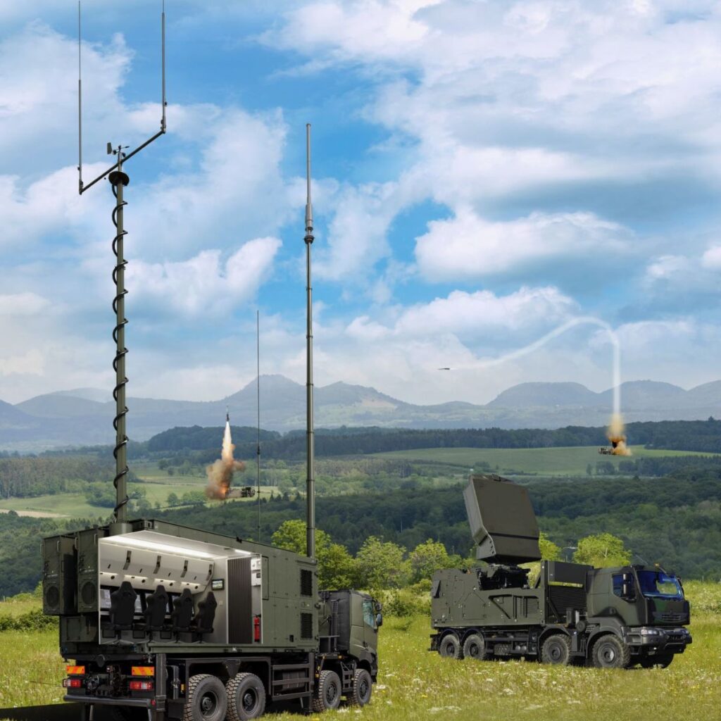 The SAMP/T NG mobile ground-to-air defence system is produced by Eurosam, a joint venture between MBDA and Thales.