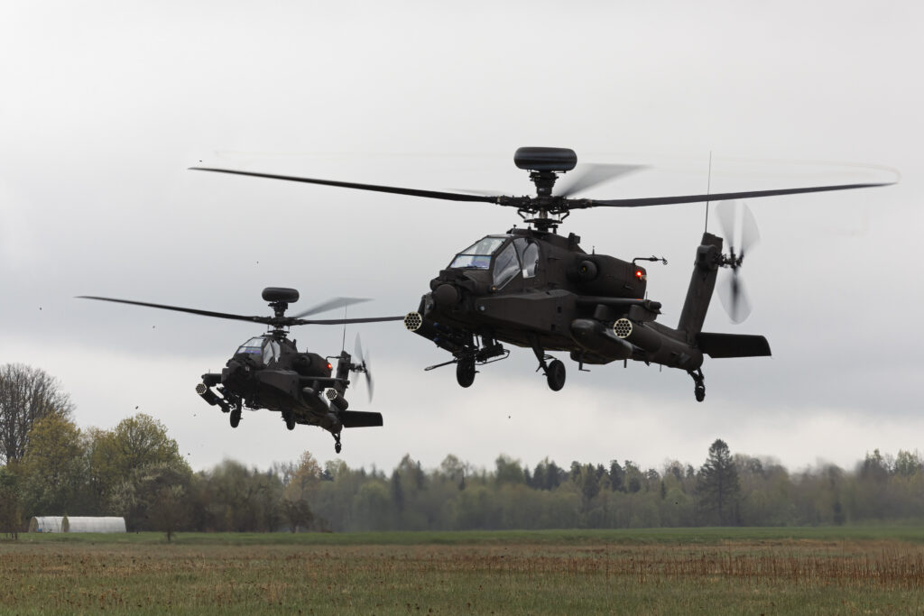 AH-64E Attack Helicopters take-off during Exercise Swift Response